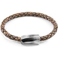 ANCHOR & CREW Men's Hayling Silver & Braided Leather Bracelet in Grey | Size: 19 cm