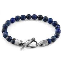 ANCHOR & CREW Men's Tinago Silver & Stone Beaded Bracelet in Blue | Size: 19 cm
