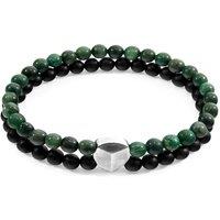 ANCHOR & CREW Men's Iguazu Silver & Stone Bracelet in Green | Size: 23 cm