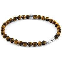 ANCHOR & CREW Men's Atrato Silver & Stone Bracelet in Brown | Size: 21 cm