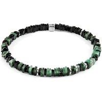 ANCHOR & CREW Men's Innot Silver & Stone Bracelet in Green | Size: 23 cm