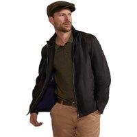 Hinter & Hobart Men's 'Porthleven' Funnel Neck Casual Full Zip Waxed Harrington Jacket in Black | Size: XS