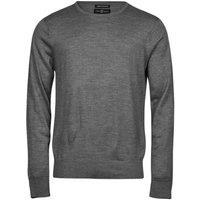 TEE JAYS Men's Merino Blend Crew Neck Jumper in Grey | Size: XL