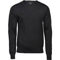 TEE JAYS Men's Merino Blend Crew Neck Jumper in Black | Size: Medium