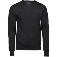 TEE JAYS Men's Merino Blend Crew Neck Jumper in Black | Size: Small