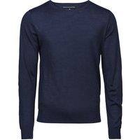 TEE JAYS Men's Merino Blend Crew Neck Jumper in Navy | Size: XL