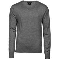 TEE JAYS Men's Merino Blend V Neck Jumper in Grey | Size: Small