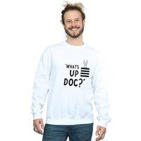 Looney Tunes Men's Whats Up Doc Bugs Bunny Stripe Sweatshirt in White | Size: Medium