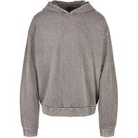 Build Your Brand Men's Acid Wash Oversized Hoodie in Jet Black | Size: Large