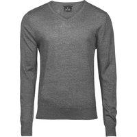 TEE JAYS Men's Knitted V Neck Sweater in Grey | Size: 2XL