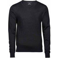 TEE JAYS Men's Knitted V Neck Sweater in Black | Size: 2XL