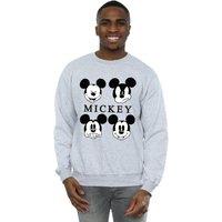 Disney Men's Four Heads Mickey Mouse Cotton Sweatshirt in Grey | Size: Medium