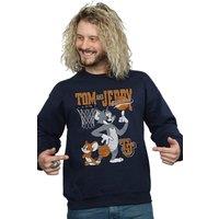 Tom & Jerry Men's Spinning Basketball Cotton Sweatshirt in Navy | Size: Large
