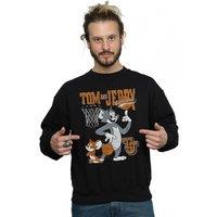 Tom & Jerry Men's Spinning Basketball Cotton Sweatshirt in Black | Size: Large