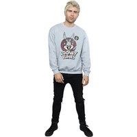 Looney Tunes Men's Bugs Bunny Circle Logo Sweatshirt in Grey | Size: 2XL