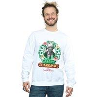 National Lampoon's Christmas Vacation Men's Greyscale Clarkmas Christmas Sweatshirt in White | Size: Large