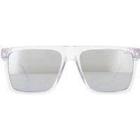 HUGO Men's Square Crystal Silver Mirror Sunglasses in Clear
