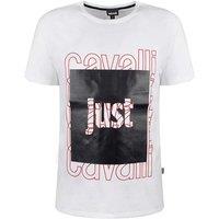 Just Cavalli Men's Box Logo White T-Shirt | Size: Medium