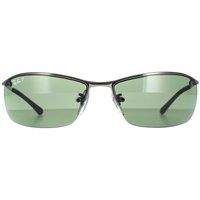 Ray-Ban Men's Wrap Gunmetal Polarized Green Top Bar 3183 Sunglasses in Grey