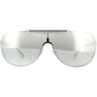 Versace Men's Shield Silver Light Grey Silver Mirror Sunglasses