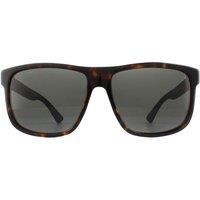 Gucci Men's Rectangle Havana & Grey Grey Polarized Sunglasses in Brown