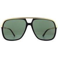 Gucci Men's Aviator Black & Gold Green Sunglasses