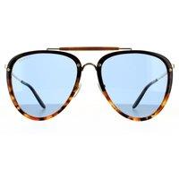 Gucci Men's Aviator Havana Blue Sunglasses in Brown
