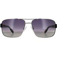 Hugo Boss Men's Wrap Ruthenium Grey Gradient Polarized Sunglasses