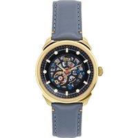 Reign Men's Weston Automatic Skeletonized Leather-Band Watch - Gold/Grey in Gold