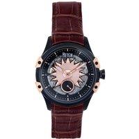 Reign Men's Solstice Automatic Semi-Skeleton Watch - Dark Brown/Rose Gold in Rose Gold