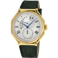 Marchese Swiss Quartz, Silver Dial, Genuine Italian Green Leather Strap