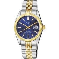 Gevril Men's Automatic West Village Sellita SW200 Blue Sunray Dial IPYG Stainless Steel Bracelet in Gold