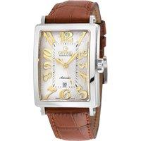 Gevril Men's Avenue of Americas Intravedere, Swiss Automatic Watch, White Dial, Hand made Italian leather, & Sapphire Crystal in Tan