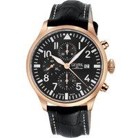 Gevril Men's Vaughn 47103 Swiss Automatic ETA 7750 Chronograph Black Dial, Genuine Black Italian Handmade Watch