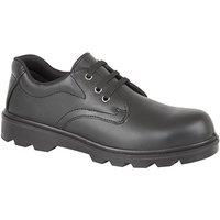 Grafters Men's Plain 3 Eye Shine Leather Safety Shoes in Black | Size: 7