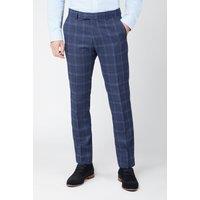 Antique Rogue Men's Overcheck Suit Trousers in Navy | Size: 30R