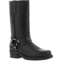 Woodland Men's High Harley Western Harness Leather Boots in Black | Size: 9