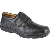 Roamers Men's Leather Wide Fit Touch Fastening Casual Shoes in Black | Size: 12