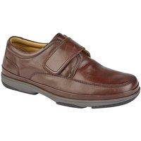 Roamers Men's Leather Wide Fit Touch Fastening Casual Shoes in Brown | Size: 10