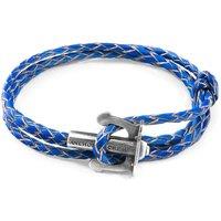 ANCHOR & CREW Men's Union Anchor Silver & Braided Leather Bracelet in Blue