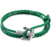 ANCHOR & CREW Men's Union Anchor Silver & Braided Leather Bracelet in Green