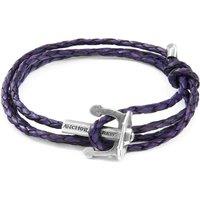 ANCHOR & CREW Men's Union Anchor Silver & Braided Leather Bracelet in Purple