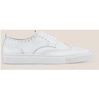 Oswin Hyde Men's Stan Leather Brogue Smart Casual Sneakers in White | Size: 7
