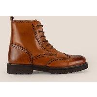 Oswin Hyde Men's Graham Leather Lace-up Brogue Boots in Tan | Size: 7