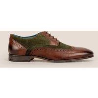 Oswin Hyde Men's Miles Leather Derby Brogue in Dark Green | Size: 7