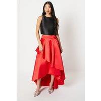 Petite Waterfall Front Twill Maxi Skirt