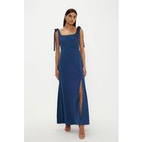 Oasis Women's Satin Tie Shoulder Midi Bridesmaid Dress in Navy | Size: 14