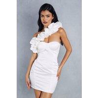 Premium Asymmetric Frill Bodycon Mini Dress