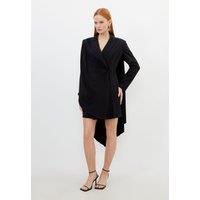 Tailored Polished Viscose Tuxedo Blazer Cape Dress