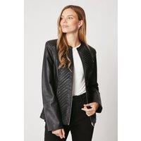 Wallis Women's Black Faux Leather Pleat Detail Jacket | Size: 10
